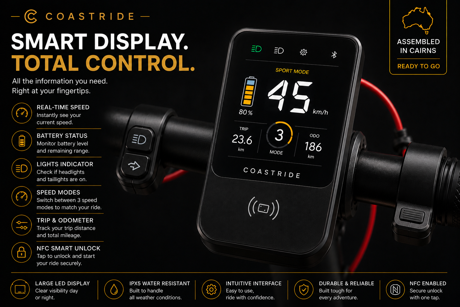 CoastRide Pro display